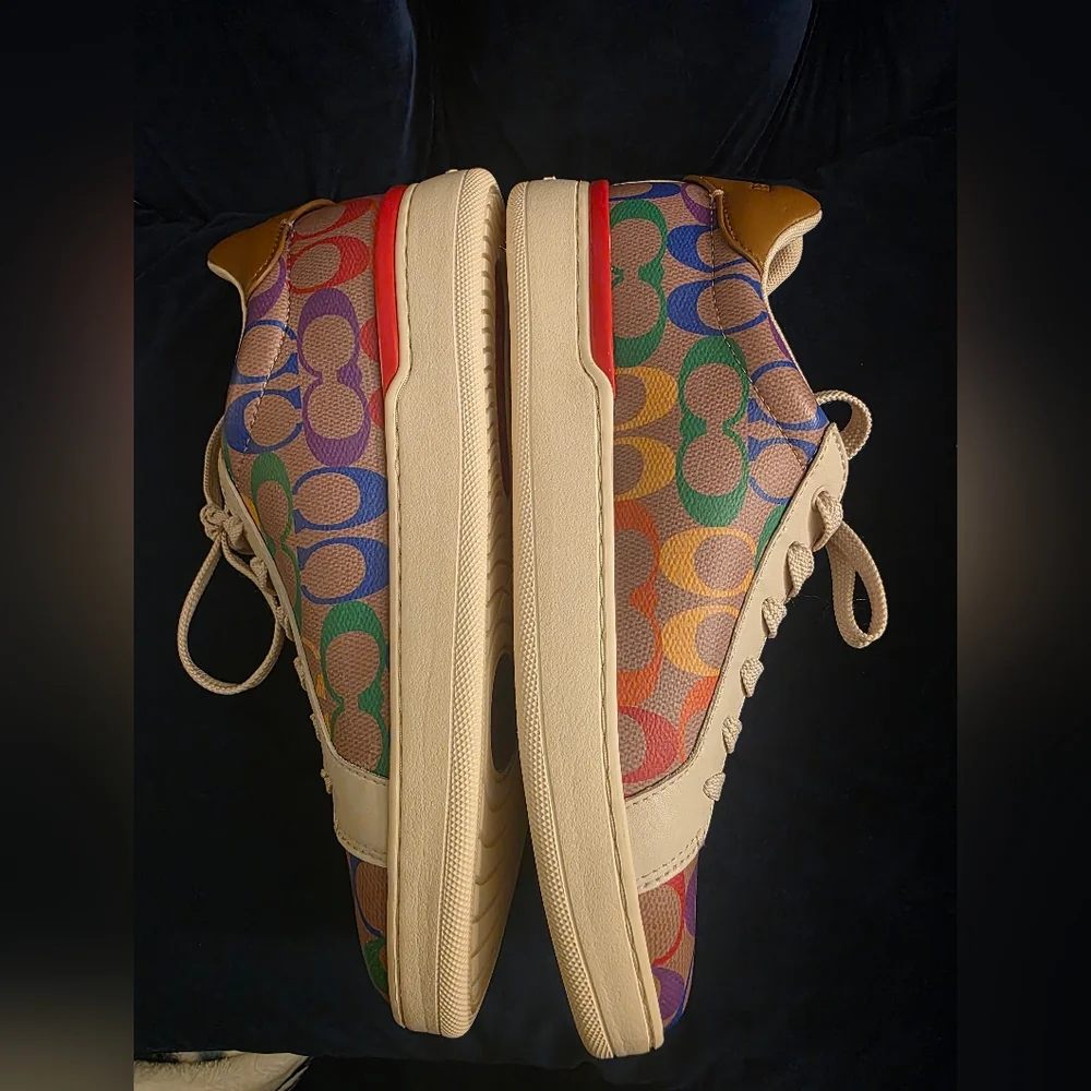 NWOT COACH Lowline Low Top Sneaker in Rainbow Signature Canvas Size US 10B - Picture 7 of 10